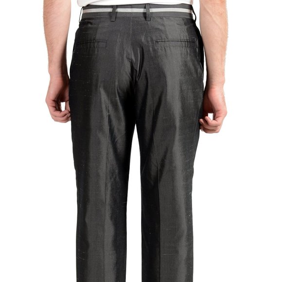 Versace Men's 100% Silk Gray Pleated Dress Pants